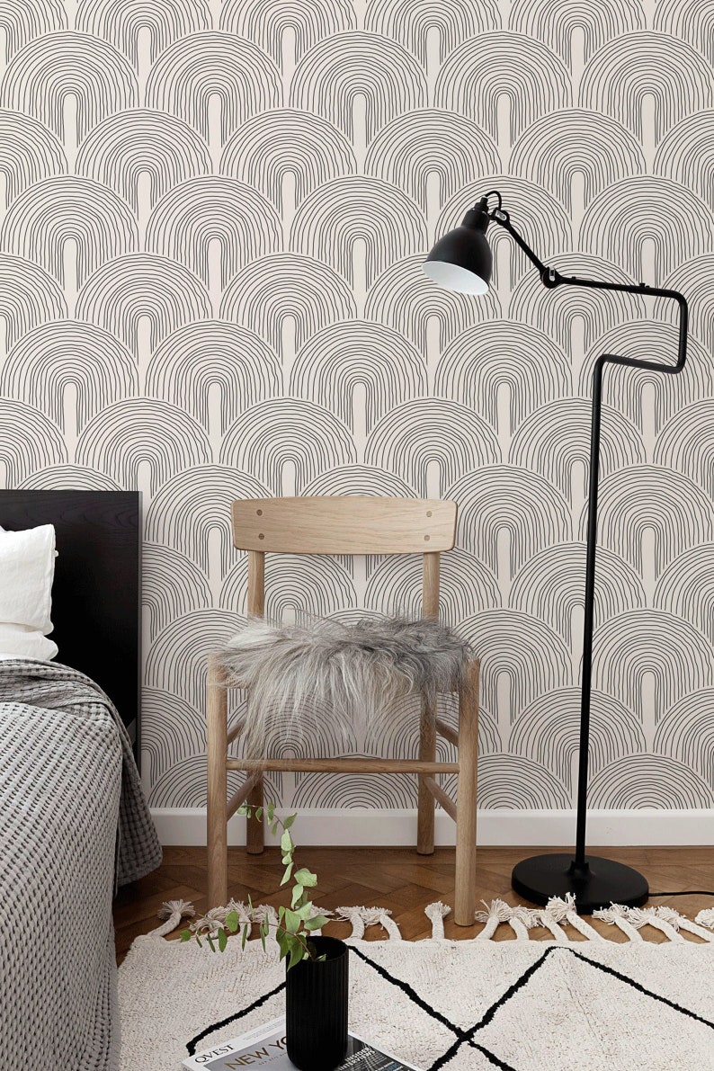 Removable Wallpaper: Elegant Line Art - Peel and Stick Design