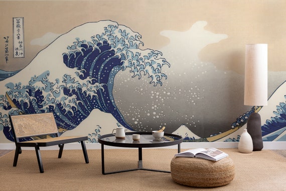 The Great Wave off Kanagawa by Hokusai Wallpaper Mural - Etsy UK The Great Wave off Kanagawa by Hokusai Wallpaper Mural - Etsy UK