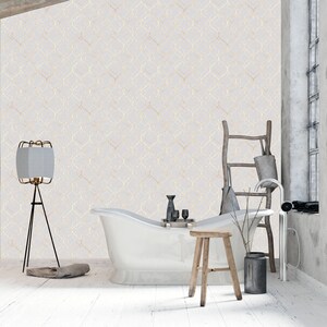 Moroccan Damask Peel and Stick Wallpaper - Cream Brown Gradient, Removable