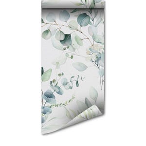 Eucalyptus Dream Wallpaper - Removable Wallpaper - Adhesive Wallpaper - Temporary Wallpaper - Floral Wallpaper - Mint Decor - Nursery - Wall