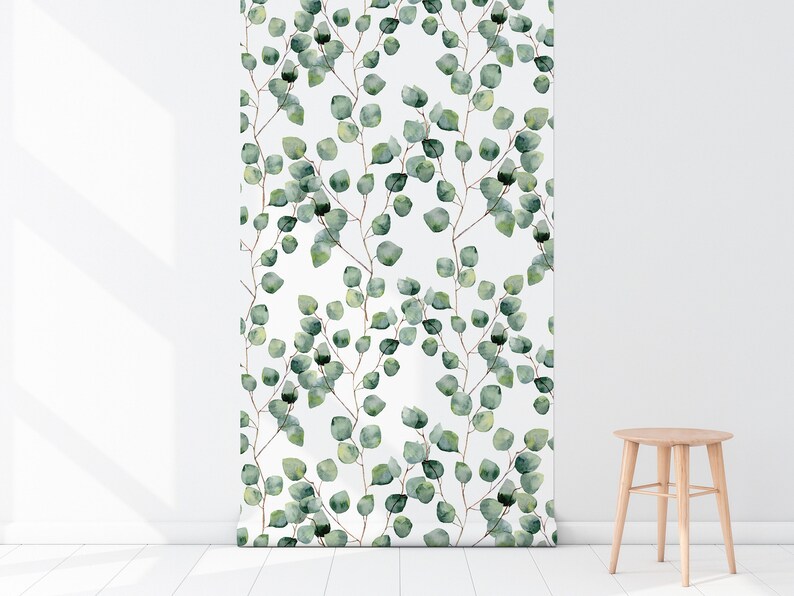 Green Leaves Wall Decor Removable Botanical Wallpaper