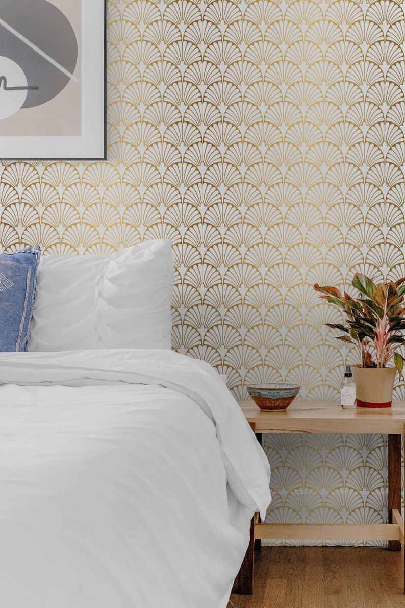 Gold Art Deco Wallpaper - Removable Peel and Stick Wall Mural