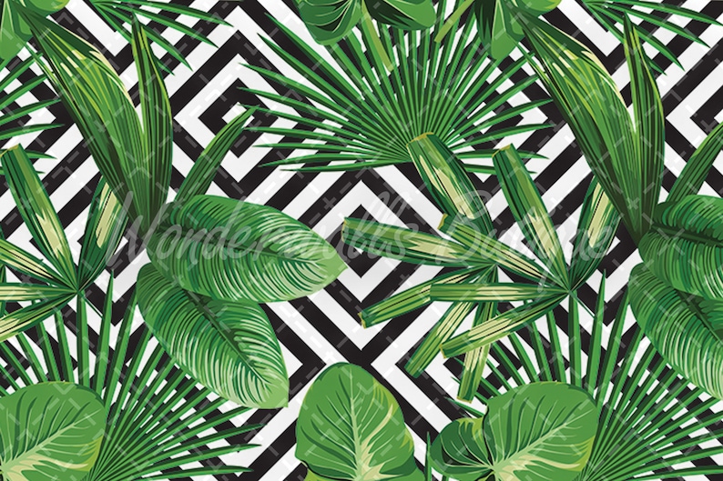 Tropical Palm Leaves Wallpaper (Removable, Peel and Stick)
