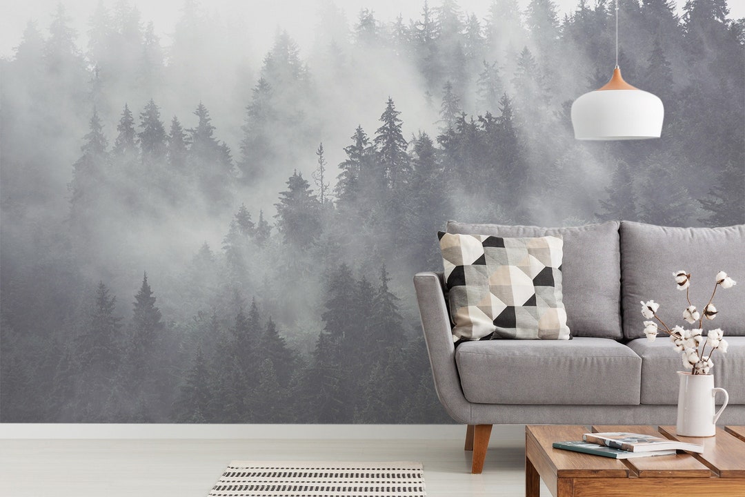 Foggy Forest Wall Mural: Removable Peel and Stick Wallpaper - Etsy