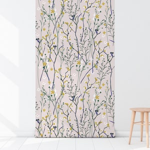 Wind Blow Flowers Removable Wallpaper - Scandinavian Peel and Stick