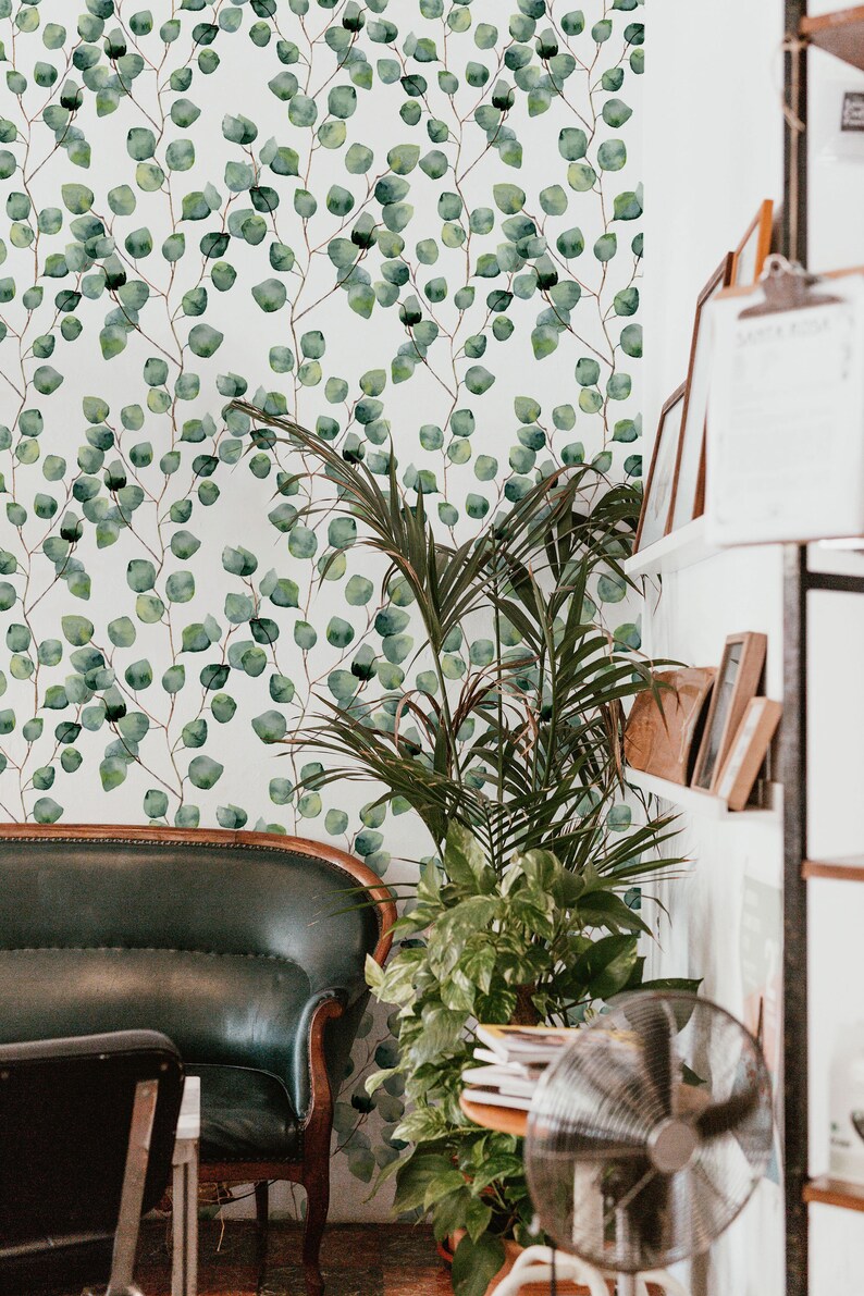 Green Leaves Wall Decor Removable Botanical Wallpaper