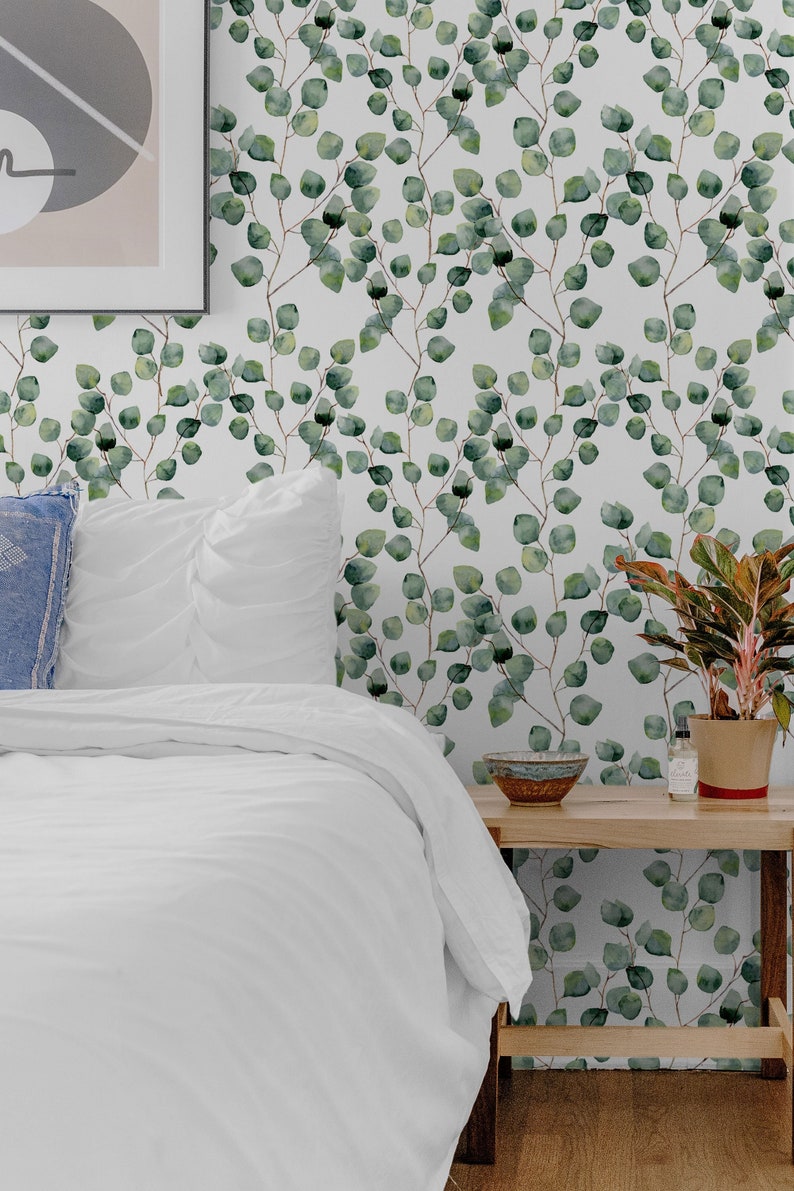 Green Leaves Wall Decor Removable Botanical Wallpaper