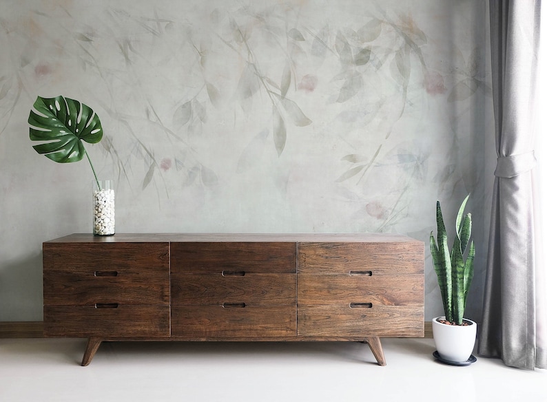 Romantic Leaves Wallcovering: Peel and Stick Wallpaper (Removable)