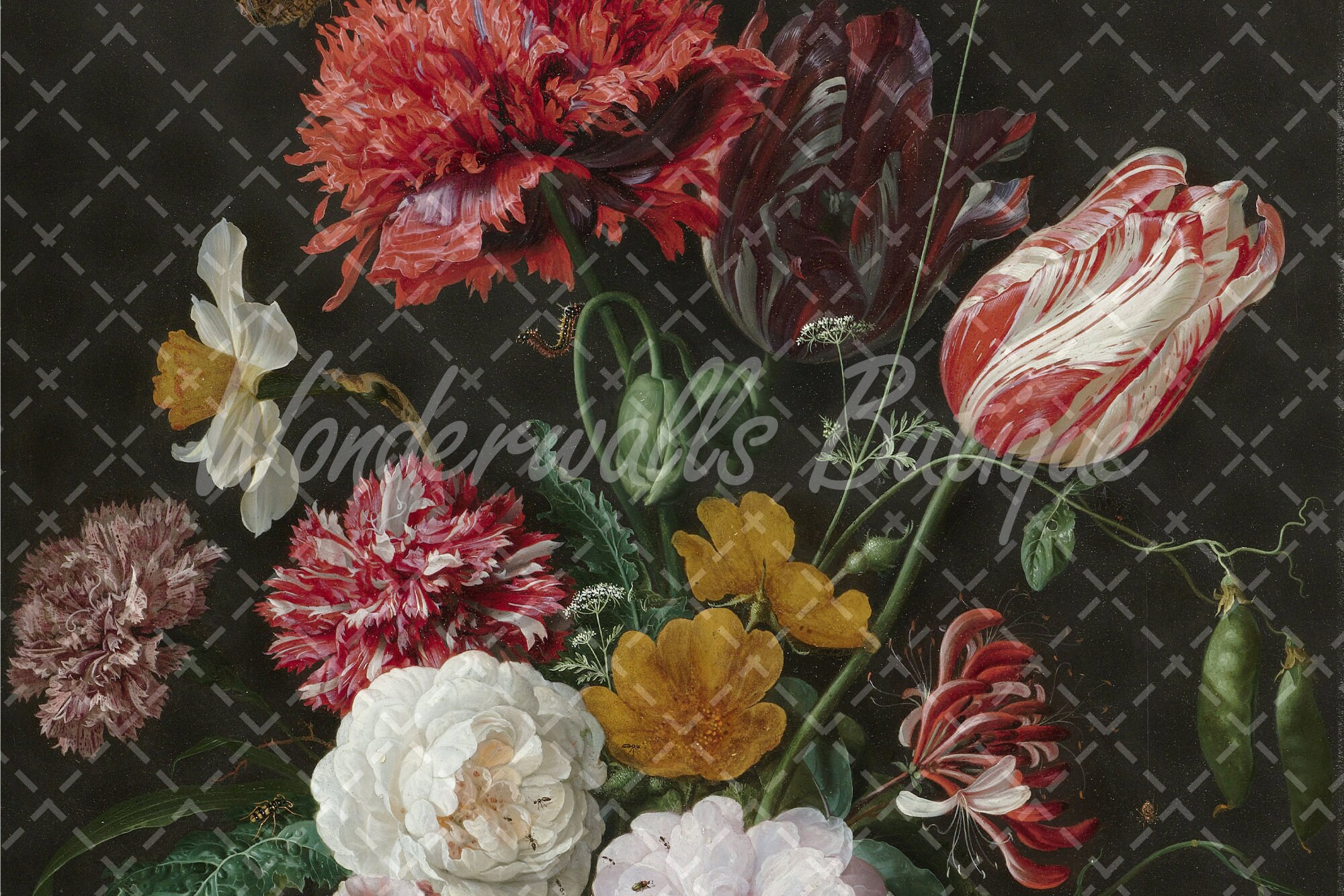 Dark Dutch Floral Mural Vintage Oil Painting Wallpaper - Etsy UK