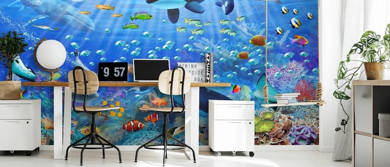 Removable Wall Mural: Underwater Ocean Design - Peel and Stick