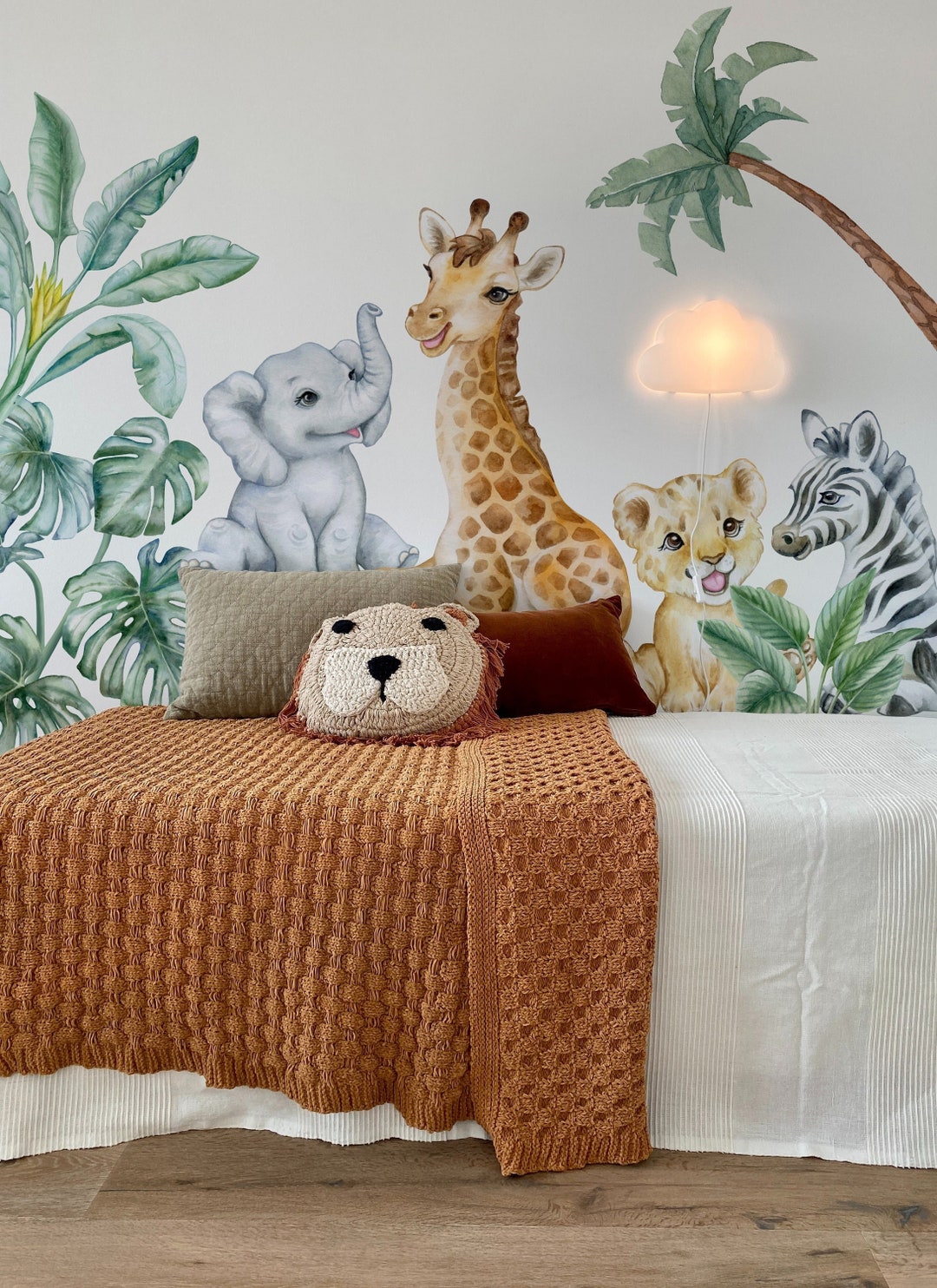 Cute Safari Decals for Kids Room Wild African Animal Wall Art Peel and