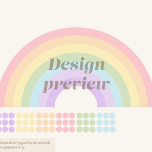 Vibrant Rainbow & Boho Dot Sticker, Large Nursery Mural, Peel Stick Applique for Girls Bedroom Decor