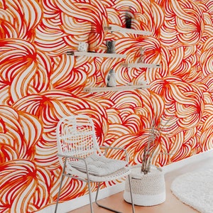 Watercolor Fire Wallpaper - Easy Peel and Stick Removable Decor