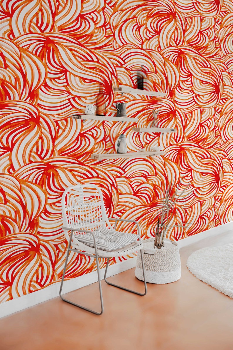 Watercolor Fire Wallpaper - Easy Peel and Stick Removable Decor