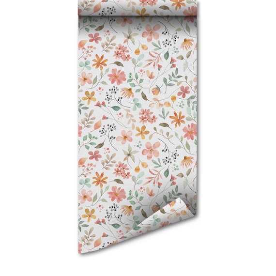 Spring Wildflower Wallpaper | Peel and Stick, Traditional - Cute Floral Pattern, Home Decor Gift, Eco Friendly Paper