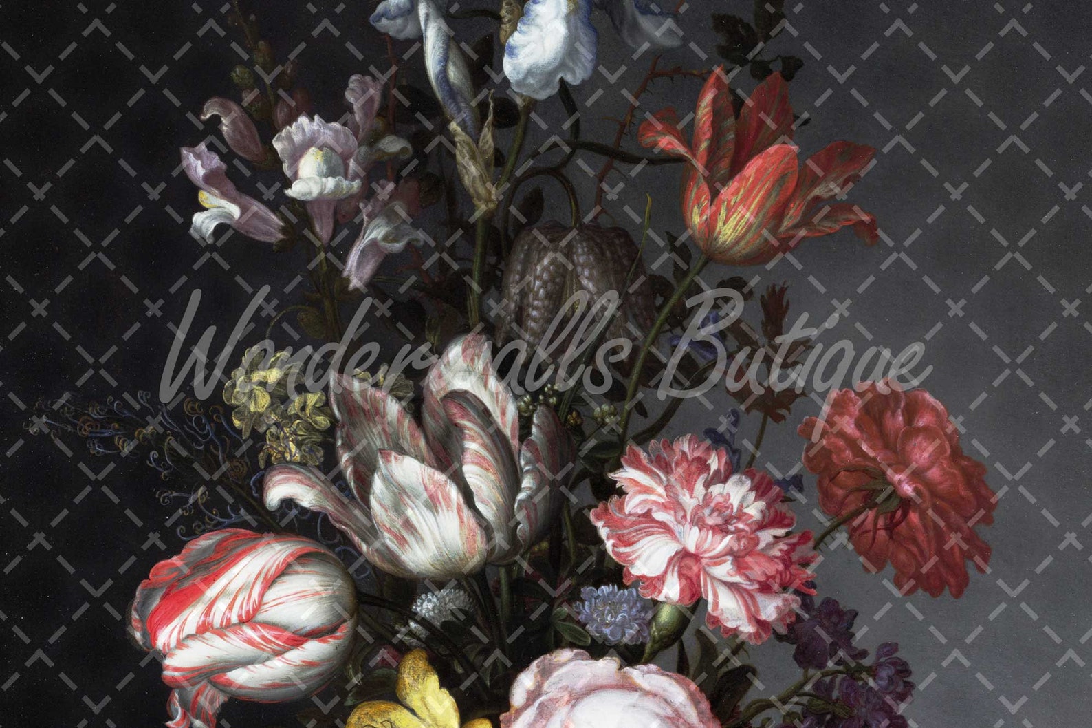 Dutch Dark Vintage Floral Removable Wallpaper Peel and Stick Etsy