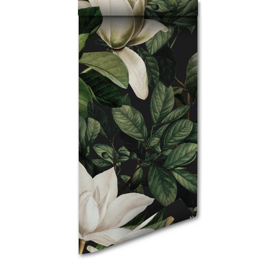 Self Adhesive Wallpaper: Moonlit Garden Botanical - Removable Peel & Stick, Uk Made Wallcovering, Home Decor Wall Art