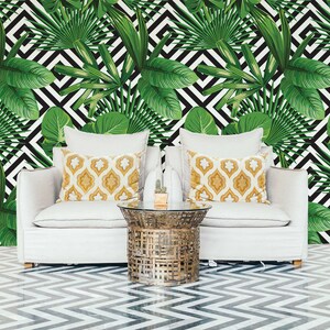 Tropical Palm Leaves Wallpaper (Removable, Peel and Stick)