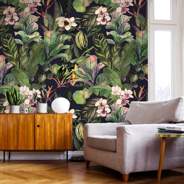 Tropical Wallpaper | Removable Wallpaper | Peel and Stick Wallpaper | Wall Paper | Wall Mural