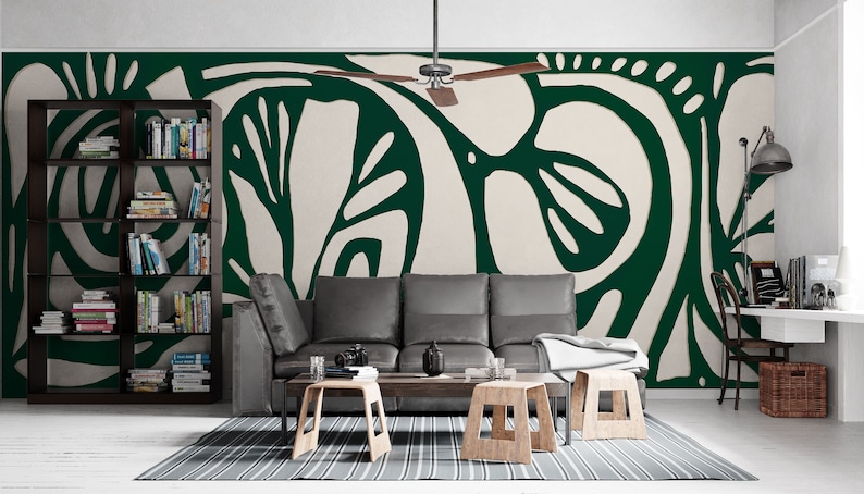 Peel and Stick Wallpaper - Removable Green Mural Wall Art