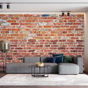 Red Brick Wall Style Wallpaper, Rustic Brick Peel and Stick, Self Adhesive, Wallpaper Mural