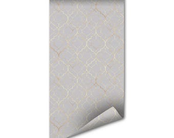 Moroccan Damask Peel and Stick Wallpaper - Cream Brown Gradient, Removable, Home Decor Accent, Pvc Adhesive Backing