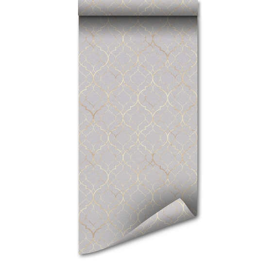 Moroccan Damask Peel and Stick Wallpaper - Cream Brown Gradient, Removable