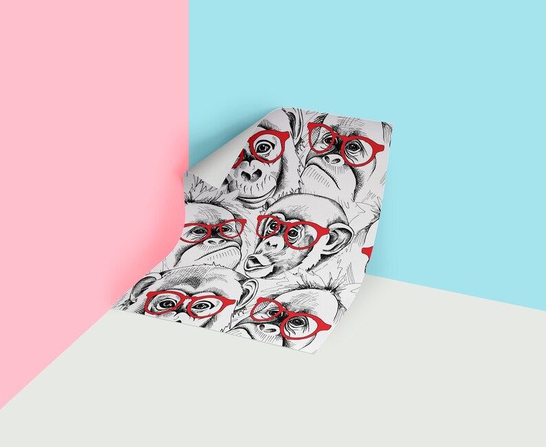 Watercolor Monkey Wallpaper - Removable Peel and Stick Design