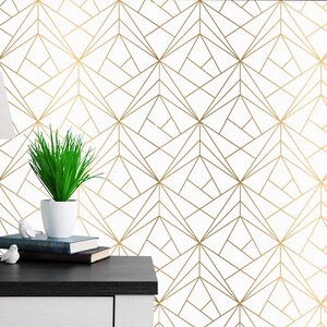 Removable Wallpaper: Gold Geometric Triangles - Peel and Stick