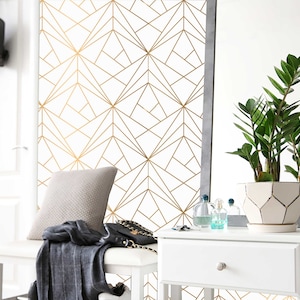 Removable Wallpaper: Gold Geometric Triangles - Peel and Stick