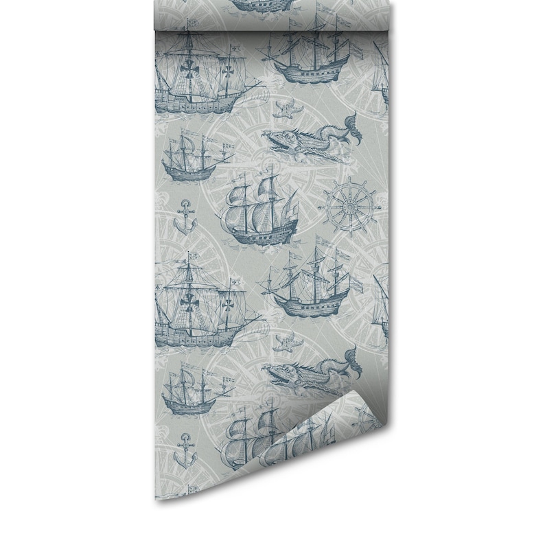 Old Style Sailor Wallpaper: Removable Peel and Stick Vintage Boat
