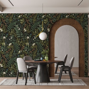 Botanical Ferns Self Adhesive Wallpaper, Leaves Print, Removable Wallpaper, Peel & Stick wallpaper, Trending design 2022, Wall decor zdjęcie 1