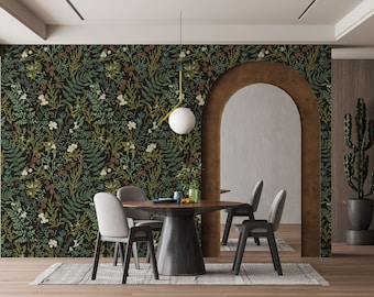 Botanical Ferns Self Adhesive Wallpaper, Leaves Print, Removable Wallpaper, Peel & Stick wallpaper, Trending design 2022, Wall decor