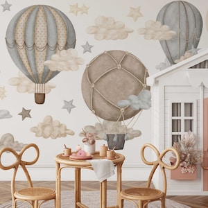Dreamy Hot Air Balloon and Star Wall Decals for Nursery and Kids' Room