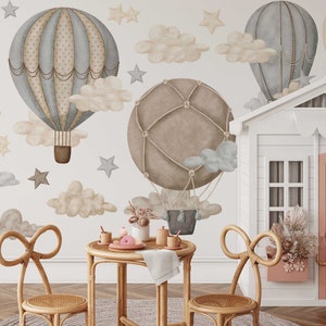 Dreamy Hot Air Balloon and Star Wall Decals for Nursery and Kids' Room