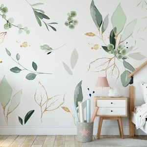 Tropical Jungle Leaves Wall Decal for Nursery or Bathroom, Palm Banana Leaf Peel and Stick Safari Wall Decor, Removable Plant Decals