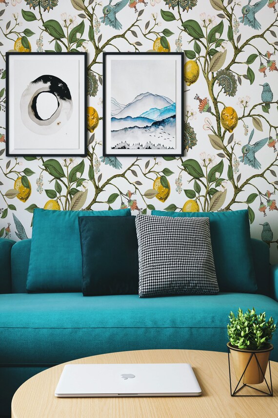 Living Room Decor With Scandinavian Wallpaper