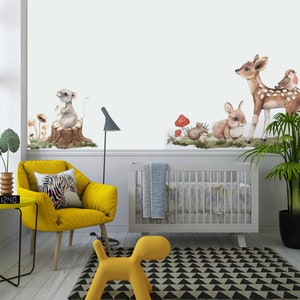 Big Wall sticker Set for kids, Nursery wall sticker, big set forest animals, nursery woodland,  hand painted, watercolor, Forest Buddies 2