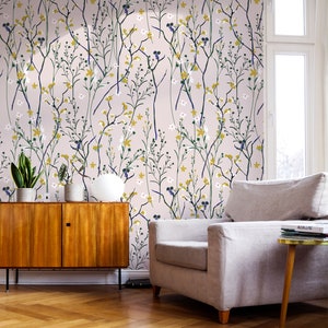 Wind Blow Flowers Removable Wallpaper - Scandinavian Peel and Stick