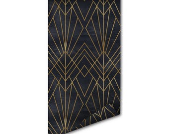 Black Gold Art Deco Wallpaper Peel and Stick Removable Mural - Glam Wall Decor, Renter Friendly