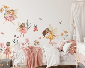 Fairy Wall Decal | Watercolor Fairies Wall Decal | Nursery Fairytale Sticker | Removable Decals | Fairy Sticker