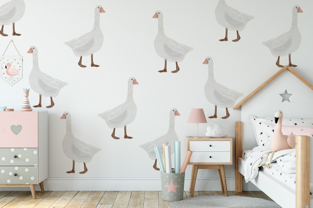 White Goose Wall Art | Geese Nursery Wall Decals - Etsy