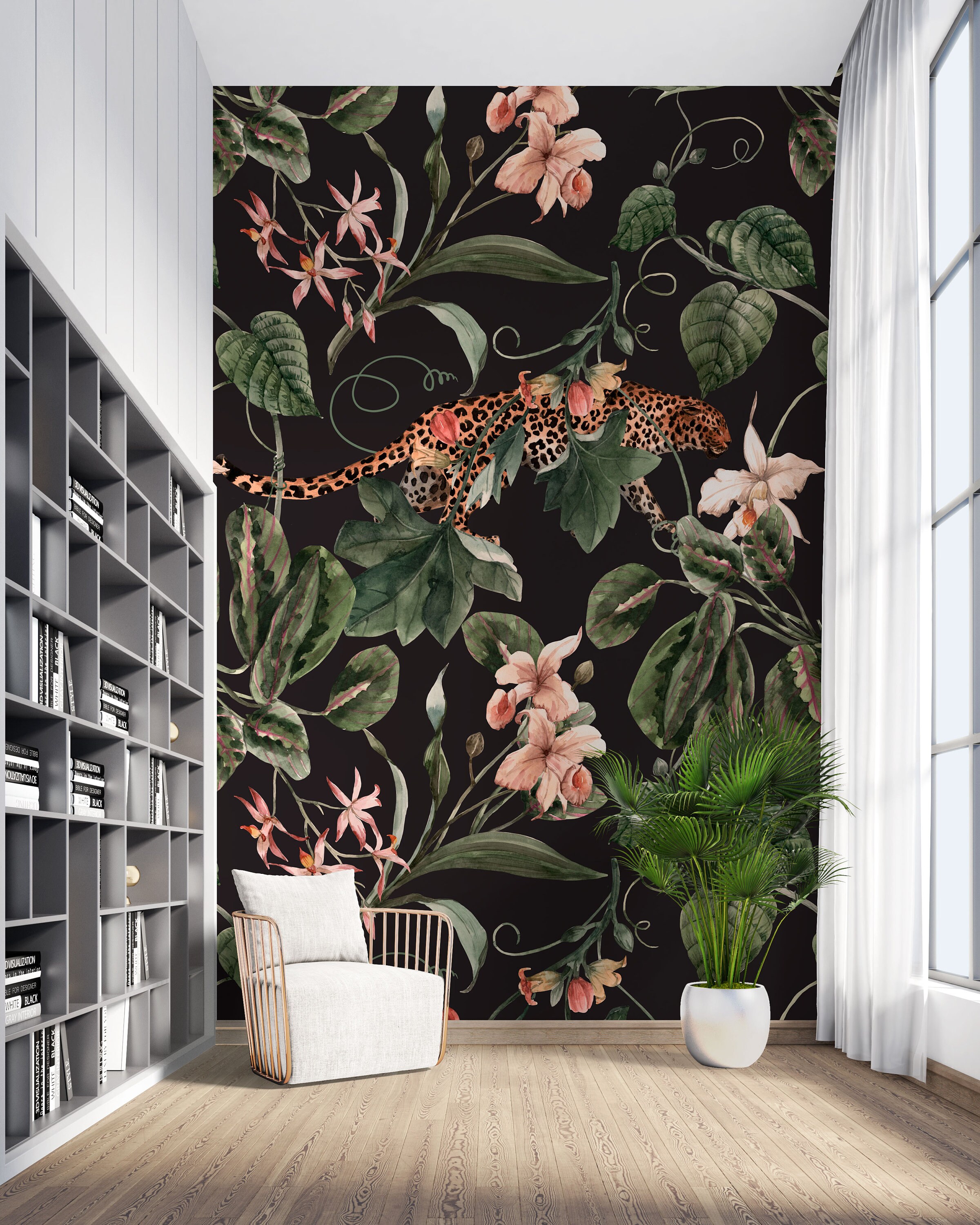 Leopard Jungle Peel and Stick Wallpaper (removable, Scandinavian Design ...