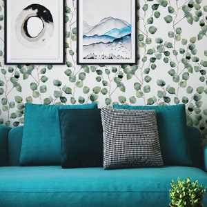 Green Leaves Wall Decor Removable Botanical Wallpaper