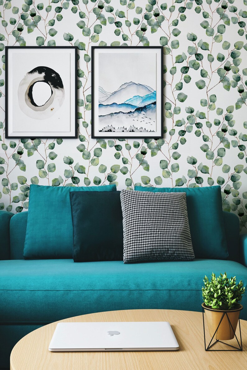 Green Leaves Wall Decor Removable Botanical Wallpaper