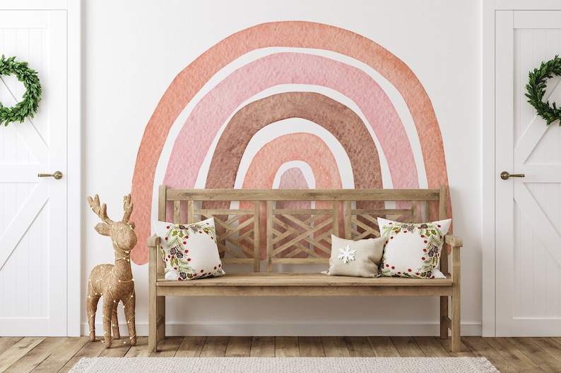 Heart Raindrop Wall Decal Rainbow Kids Room Art Large Removable Decal