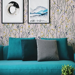Wind Blow Flowers Removable Wallpaper - Scandinavian Peel and Stick