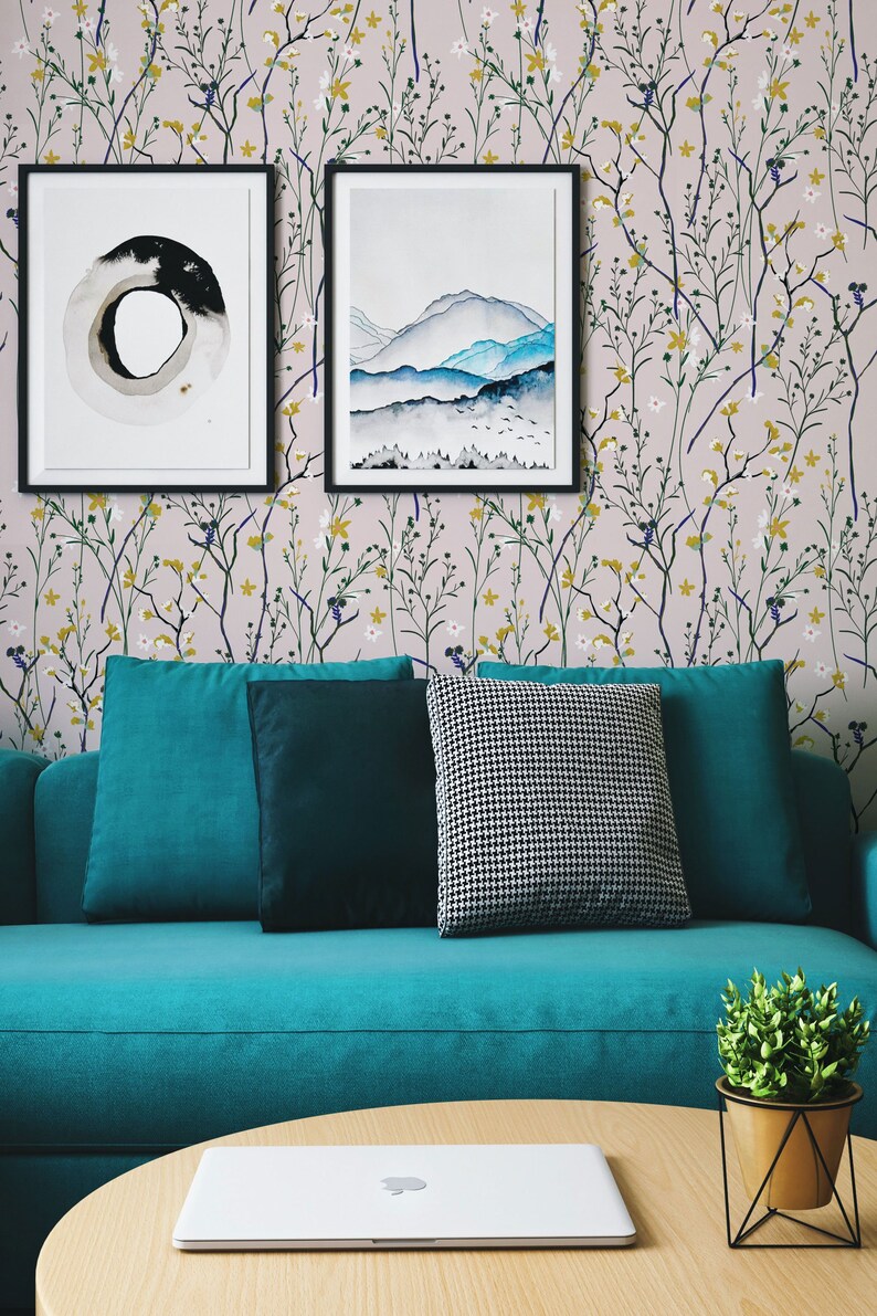 Wind Blow Flowers Removable Wallpaper - Scandinavian Peel and Stick