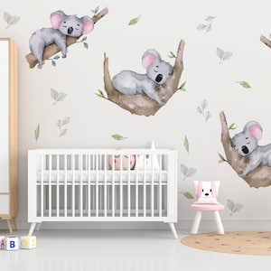 Sleeping Koala Nursery Wall Decal | Australian Forest Nursery Decor | Kids Room Nursery Stickers