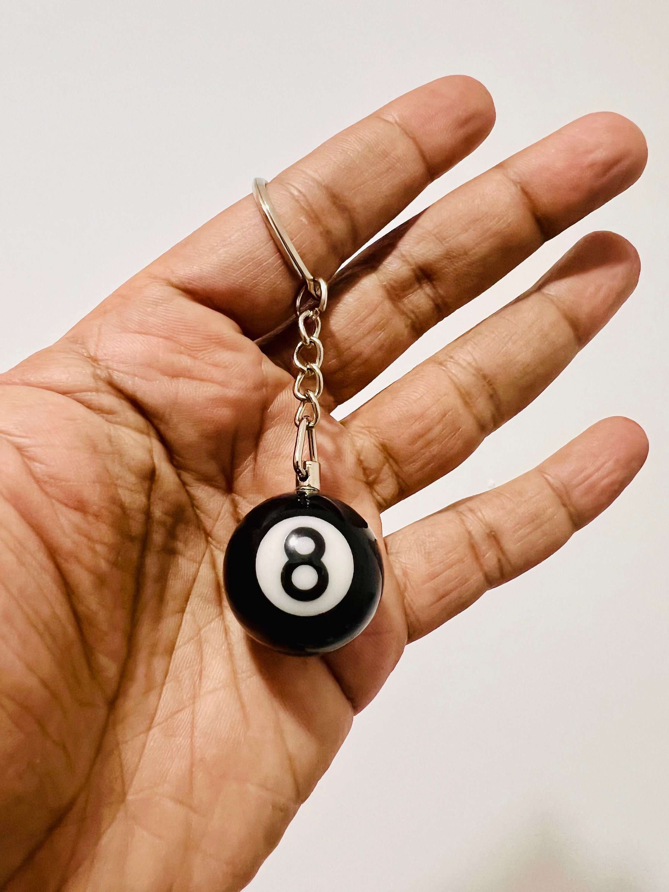 Mini 8 Ball, Eight Ball Keychain 8 Ball Keyring, Billiards Backpack Tag, Birthday Gift for Pool